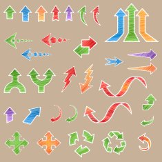 Arrow Stickers Set Isolated Vector Illustration