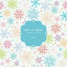 Colorful Doodle Snowflakes Frame Seamless Pattern Background