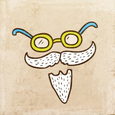 Glasses With Moustache and Beard on Grunge Background