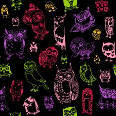 Owl seamless background Hand drawn vector illustration N12