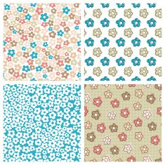 Set of seamless flower patterns