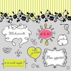Doodle frames in French style N14