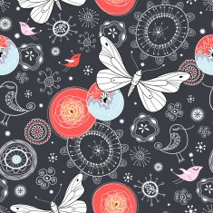 Abstract background doodle pattern with butterflies N5