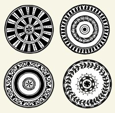 Set of ethnic doodle dishes