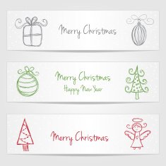 Banners with christmas doodles N2