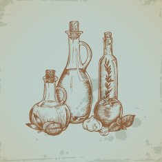 Doodled Olive Oil and Tomato