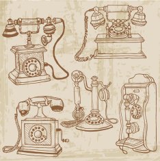 Doodled Vintage Telephones