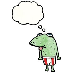 cartoon toad with thought bubble N3