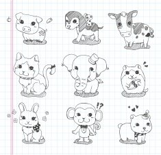 set of doodle animal icons N2