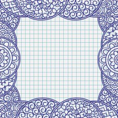 Ball pen drawn frame in japanese ornament style