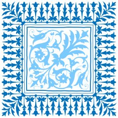 Vintage frame hand drawing in blue N2