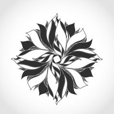 Fantasy flower black and white tattoo pattern