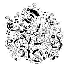 Swirls flowers hearts and birds N3
