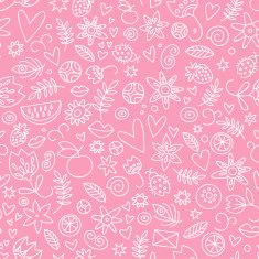 Seamless doodle love in pink