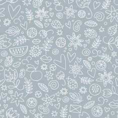 Seamless doodle love in gray