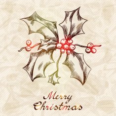 Christmas and New year holidays vector hand drawn card N4