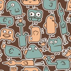 seamless pattern with cute cartoon berds N2