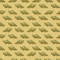 Vintage vector seamless pattern with cartoon crocodiles N2