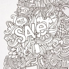 Sale cartoon hand lettering and doodles elements background N3