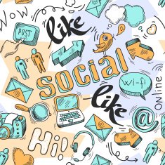 Seamless doodle social media pattern background N2