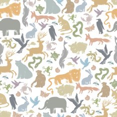 Group of Animals Silhouettes Zoo Seamless Pattern