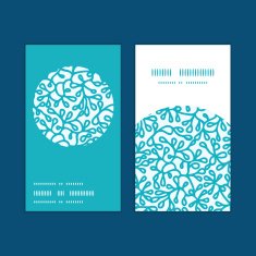 Vector abstract underwater plants vertical round frame pattern business cards N3