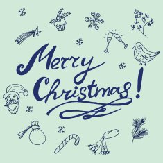 Christmas sketch Congratulations with New year in Typographic style N9