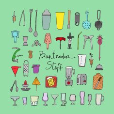 Bartender stuff Vector Isolated N2