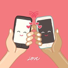 Hands are holding Smart Phone for love