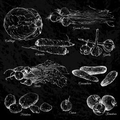 Set of chalk drawing vegetables N2