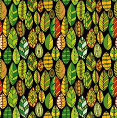 vector seamless pattern with doodle leaves N19