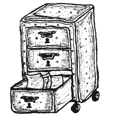 Hand drawn isolated furniture with drawers