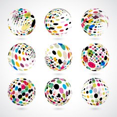 set of abstract colorful polka dots shape