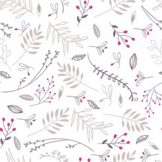 Floral seamless vector pattern brown herbs on white background