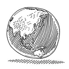 World Globe Asia And Australia Drawing