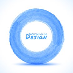 Hand drawn watercolor blue light circle