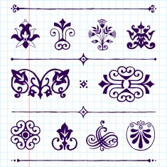 Vintage hand drawn design elements set 3 School notebook