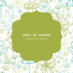 Vector mysterious green garden circle frame seamless pattern background