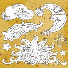 Grunge celestial symbols