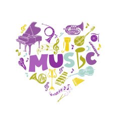 Colorful Card with Music Instruments - hand drawn in vector N2