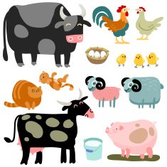 cartoon domestic animals set N2