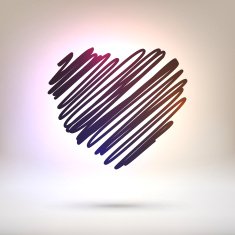 Scribbled heart on shining background N2