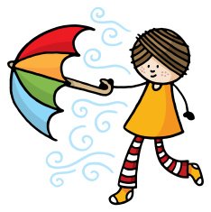 Girl holding an umbrella in the wind
