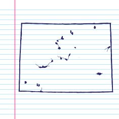 Vector Sketchy Map on White Lined Paper Background Colorado