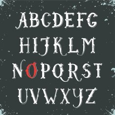 Vintage hand drawn decorative serif alphabet N3