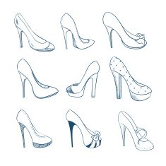 Set of nine shoes Sketch style