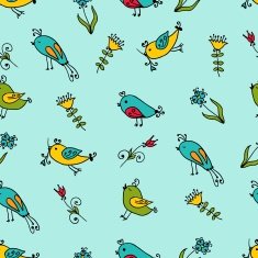 Seamless texture with flowers and birds N12