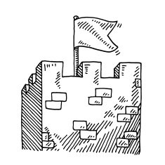 Medieval Stronghold Tower Flag Drawing