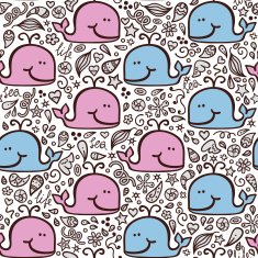love doodle whales pattern