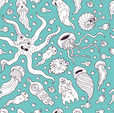 Deep sea monsters seamless pattern N5